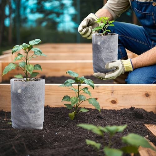 Belit 50 Pcs 10.2" H Deep Nursery Grow Bags, Non-Woven Plants Pots Container for Starting Rooted Plants Vegetable, Flower, Seedling Tree - Image 3