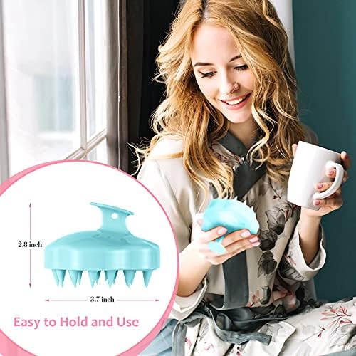 URTHEONE Hair Scalp Massager Shampoo Brush,Soft Silicone Hair Scrub Brush for Wet Dry Hair, Relax Scalp, Reduce Dandruff,Promote Hair Growth,Scalp Scrubber Hair Care Tools for Shower (Blue) - Image 6