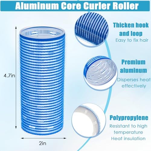 WILLBOND 4 Pcs Aluminum Thermal Hair Rollers for Women, 4.7 x 2 Inch, 4.1 x 1.2 Inch - Image 2