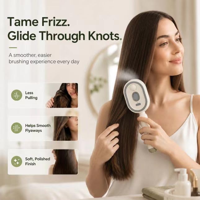 Electric Spray & Massage Hair Brush, 2026 Electric Steaming Massage Care Brush, Relieve Hair Tangles & Dryness, Works Beautifully on Curly, Straight, Thick, Thin, Long, or Short Hair, (Purple) - Image 5