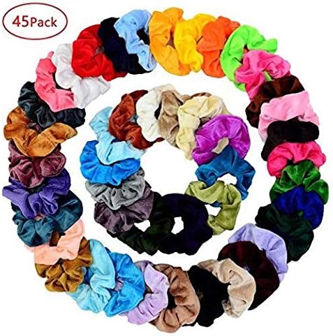 Chloven 45 Pcs Velvet Hair Scrunchies Elastics Hair Bands for Women Girls - Image 2