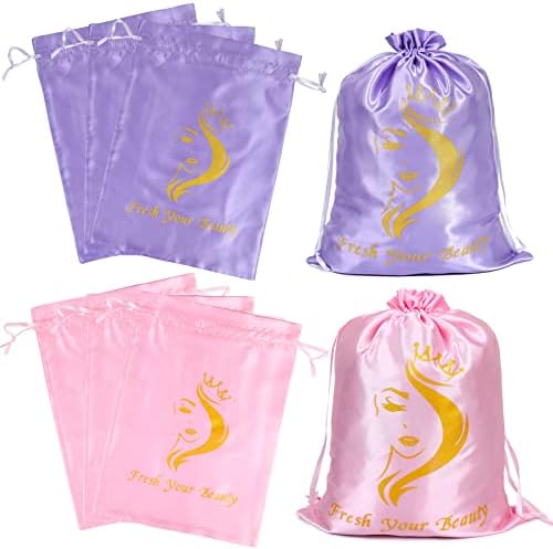 6pc Satin Wig Storage Bag, Mix Purple & Pink by AliLeader