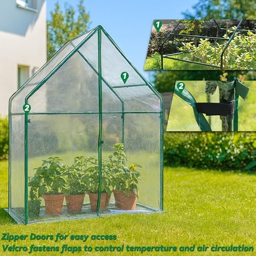 Gardzen Small Walk-in Greenhouse, 36.2"(L) x53.3(W) x66.1(H) - Image 4