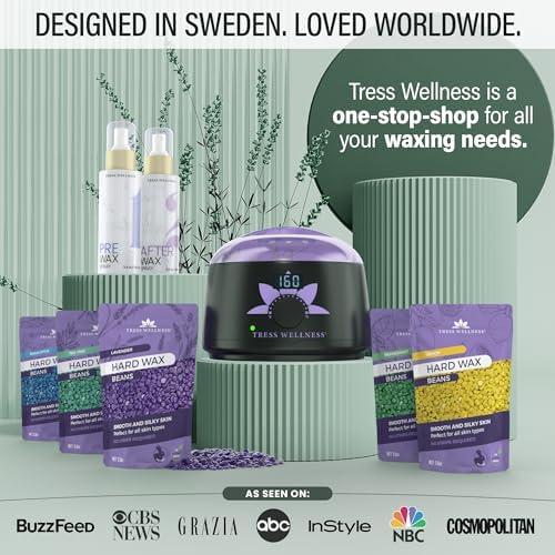 Tress Wellness Award Winning Waxing Kit for Sensitive Skin – Safe for Face & Skin, Easy to Use – At-Home Kit for Face, Bikini, Brazilian & Full Body - Digital Display, Green Mountain - Image 6