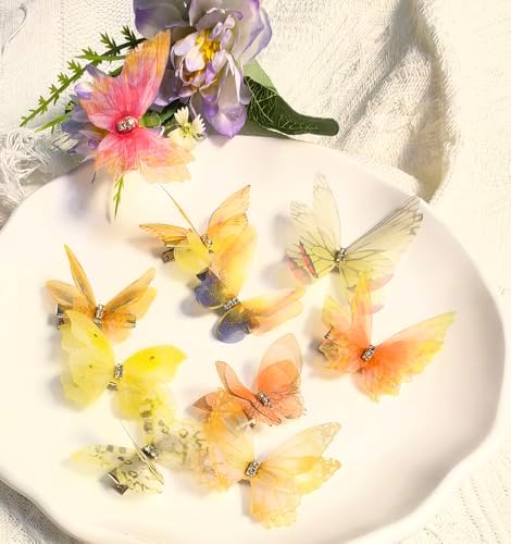 Yellow Hair Decoration Butterfly Clip-Moving Butterfly Hair Clips for Girls(Yellow-10PCS) - Image 5