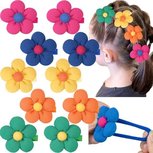 CÉLLOT 10PCS Flower Hair Ties,4cm in Diameter Seamless Nylon Bands, Normal Ponytail Holders for Girls,Teens and Women by C%C3%89LLOT