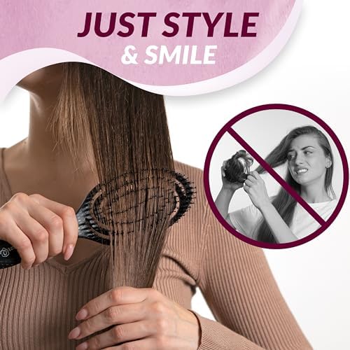 marQus Detangle Boar Brush Women and Men, Exclusive Ultra-soft bending Bristles and Body - Glide Through Tangles With Ease For All Hair Types - Women, Men, Wet And Dry Hair, 1pcs Black Brush - Image 4