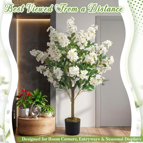 Thiccywoov 1 Pack 3.3 ft Artificial White Crape Myrtle Tree Plant - Image 6