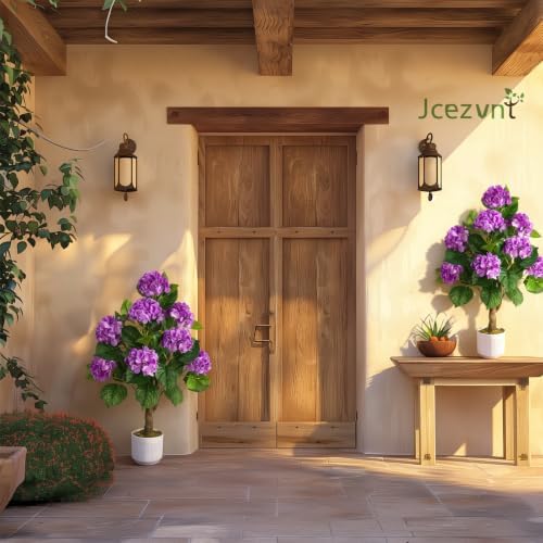 Artificial Hydrangea Tree 2 Pack, 3FT Faux Hydrangea Plant in Pot with Purple Flowers, Greenery Potted Plant for Indoor Outdoor Office Home Porch Decor, Purple - Image 4