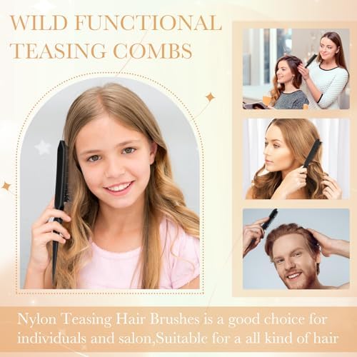 Yaomiao 6 Pack Teasing Brushes 3 Row Combs,Black - Image 5