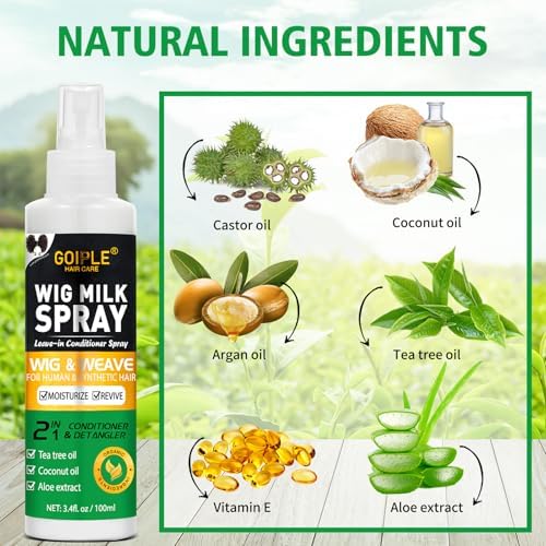 Lace Tint Mousse Wig Milk Spray for Synthetic Hair, Leave-in Conditioner Spray Conditioner ＆ Detangler Moisturizer, Wig Glue for Lace Front Wigs Strong Hold Hair Adhesive Wigs Accessory Essentials Kit - Image 2