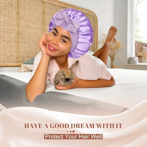 CHLINS Double Layer Satin Bonnet for Sleeping, Hair Bonnet for Curly Hair - Image 6