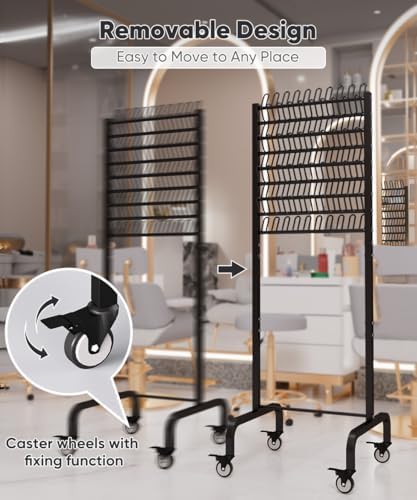90 Pegs Braiding Hair Rack, Adjustable Metal Hair Separator Stand with Wheels, Hair Extension Holder for Hair Stylists, Braiders, Home, Salon, Beauty School, Black - Image 4