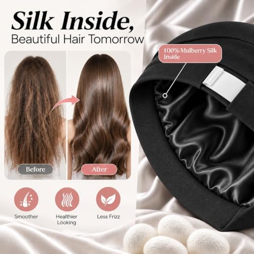 YFONG Silk Lined Bonnet for Sleeping Women Men, Real Mulberry Silk Lining - Image 3