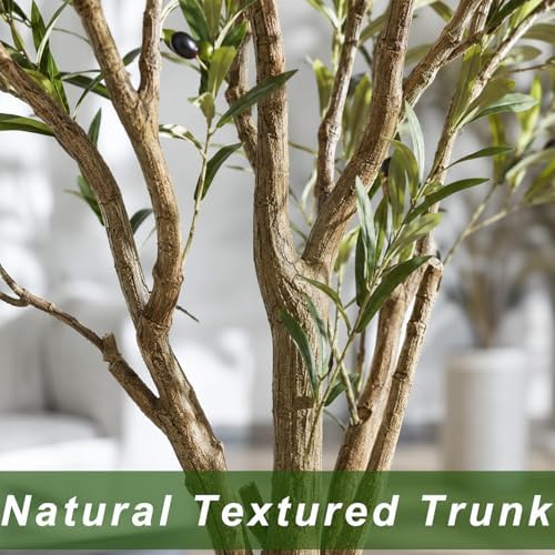 5ft Olive Trees Artificial Indoor, Tall Faux Olive Tree with Realistic Leaves and Lifelike Olives Fruits, Large Fake Silk Plant for Living Room Office Bedroom Balcony Home Decor - Image 4