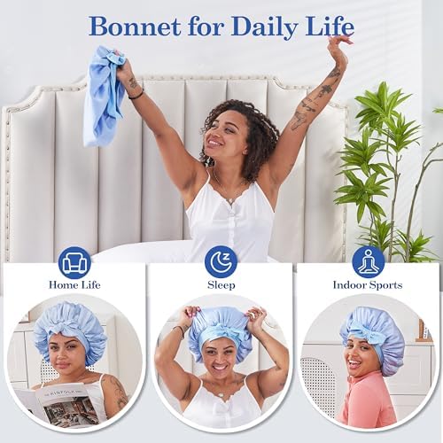 Tie Silk Bonnet Satin Curly Hair Wrap for Sleeping Women Anti Frizz - Image 6