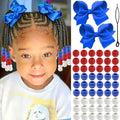NAISKA 62PCS 4th of July Hair Beads for Braids Festival Hair Bow Clips Red White Blue Loc Beads Ribbon Bow Hair Jewelry Braids Clips with Bow Independence's Day Hair Accessories for Girls by NAISKA
