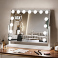 Vanity Mirror with Lights, 23"×19" Hollywood Makeup Mirror with 15 Dimmable Bulbs, 3-Color Lighting, Dimmable, 360° Rotation, 10x Magnification, Desk Mirror, Bedroom (White) by BEAROLVE