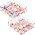 2 Pcs Hair Accessories Organizers with 8 Compartments and Lids Clear Storage Boxes for Headbands Bows Clip Scrunchies Hair Tie Organizer for Bathroom Bedroom Vanity Countertop by FMOACEN