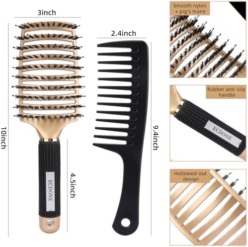 Detangler Brush for Wet and Dry Hair - Painless Hair Brush for Detangling Knots, Smoothing and Styling, for Adults and Kids, Gentle on Curly/Thick Hair (Golden) - Image 6