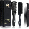 BRUSHZOO Hair Brush Set, Detangler Brush for Women Men Kid Detangling Styling Massaging, Curly Hair Brush for 3/4abc Wet Dry Hair (Black) by Brushzoo