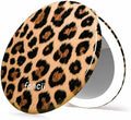 Fancii Taylor LED Lighted Travel Makeup Mirror, Rechargeable, 10x /1x Magnifying, Tru-Glow Lighting System, XL Large 5” Wide | Compact Mirror for Purses (Cheetah Chic) by Fancii