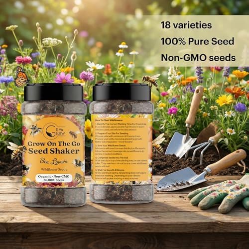 Mini Wildflower Seed Shaker - Save The Bees Seed Mix, by GevaGrow | 80,000+ Seeds | Pollinator & Bee Attracting Flower Seeds Bulk for Planting in Pots & Outdoor Gardens | 2 Ounce - Image 5