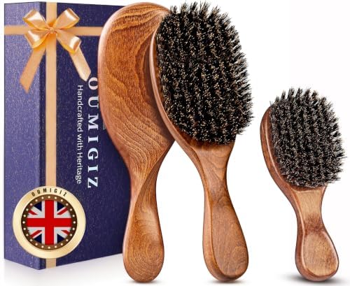 100% Boar Bristle Hair Brush Large and Mini, British Craftsmanship by Oumigiz