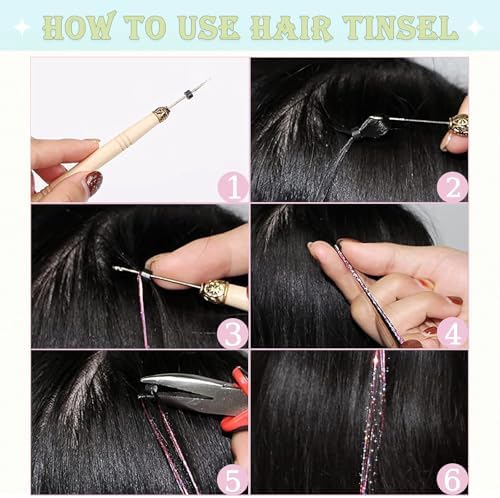 Hair Tinsel Kit for Girls 24 Colors Fairy Glitter Tinsel Hair Extensions - Image 6