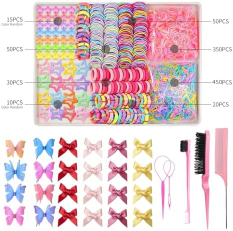 Soft Elastic Hair Ties，Colorful Hair Bobbles for Girls, Multicolor Hair Accessories Set with Hair Tail Tools & Cute Mini Hair Clips (Jumbo Pack(1000PCS)) - Image 7