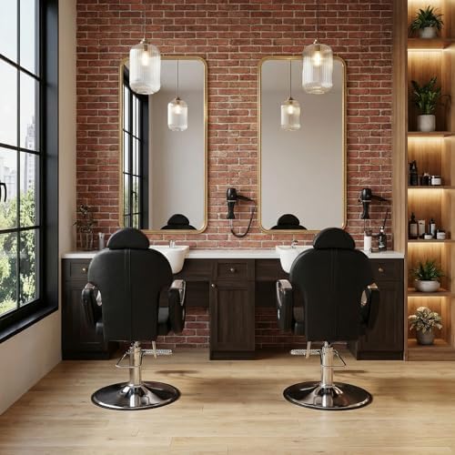 Salon Chair Reclining Barber Styling Chair for Hair Stylist, Black Silver - Image 2