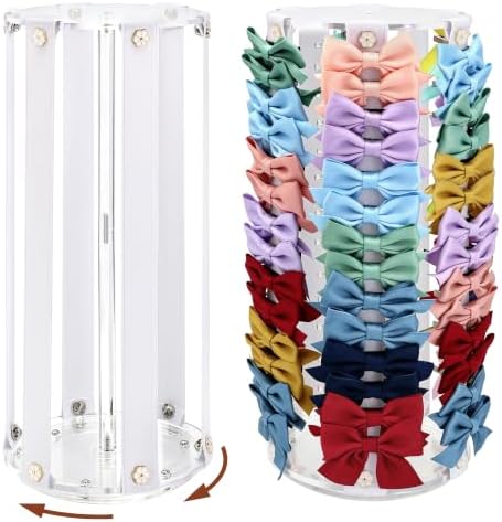Rotating Hair Bow Organizer for Girls, Large Capacity Bow Holder by QUPIVA