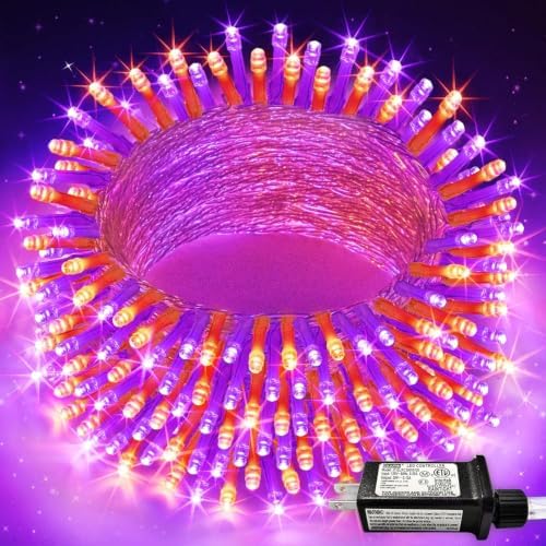 JMEXSUSS Halloween Lights Outdoor, 66ft 200 LED Purple & Orange Lights by JMEXSUSS