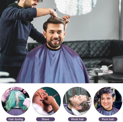 Professional Barber Cape with Neck Brush & Disposable Neck Paper, Purple - Image 5