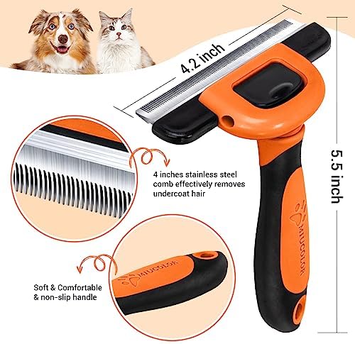 MIU COLOR Pet Grooming Brush, Deshedding Tool for Dogs & Cats, Orange - Image 2