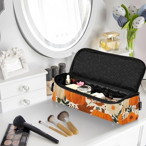Hair Tools Travel Bag with Heat Resistant Mat Detachable 2-in-1 Curling Iron Travel Case Hot Tools Organizer for Straightener Flat Iron Beige Pumpkin Flower - Image 7