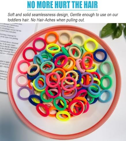 120 PCS Baby Hair Ties, Elastic Hair Bands Small Hair Ties Candy Colors - Image 3
