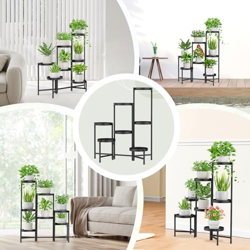 iDavosic.ly Plant Stand Indoor Outdoor, 7 Tier Metal Corner Shelf, Black - Image 5
