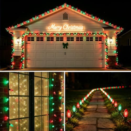 C9 LED Christmas Lights Outdoor Replacement Bulbs Red/Green - Image 5