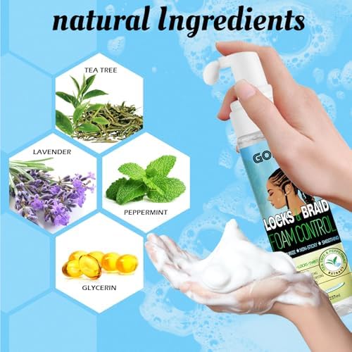 8 fl oz Braid Foam Control Mousse Braiding Hair Mousse for Braids Twist, Locs, No Flake Extra Hold High Shine Style & Moisturizes, Nourishes, Lightweight, Smooth, No Greasy Tea Tree - Image 2