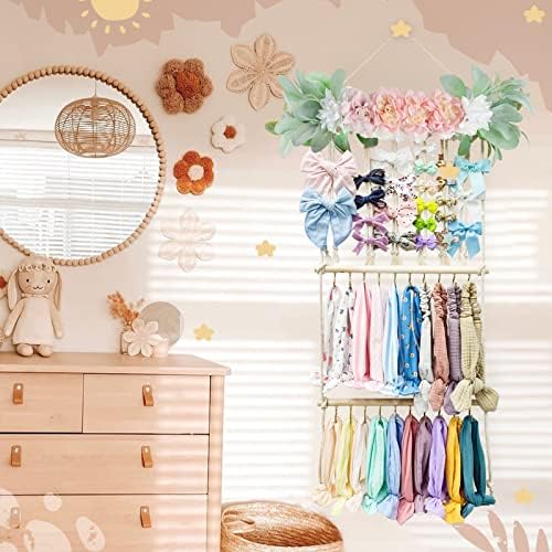 POVETIRE Headband Holder Hair Bows Organizer for Girls, Hair Accessories Display Storage Wall Hanging Decor for Baby Nursery Toddler Girls Room - Image 5