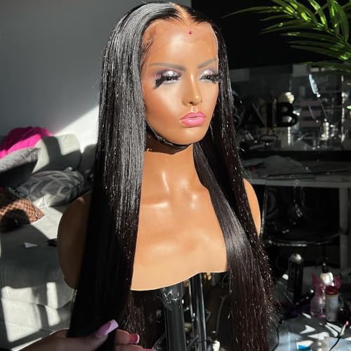 BEEOS 13x6 SKINLIKE Real HD Lace Front Wig 30 Inch, StraightUltra-fitted Seam Cap 0.10mm Ultra-thin Invisible Lace True 180% Density Straight Human Hair Pre-Plucked Hairline Bleached Knots 30 Inch by BEEOS