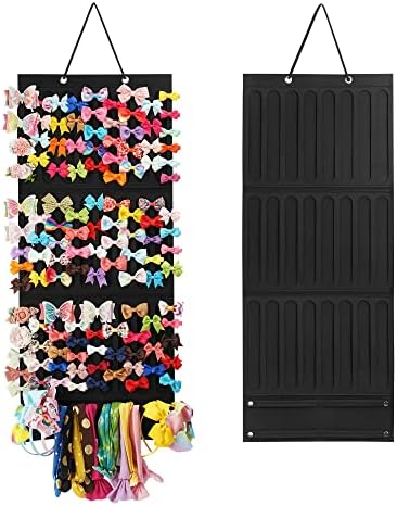 Hair Bow Holder Organizer for Girls, Hanging Bow Storage (Black) by JOYMOMO
