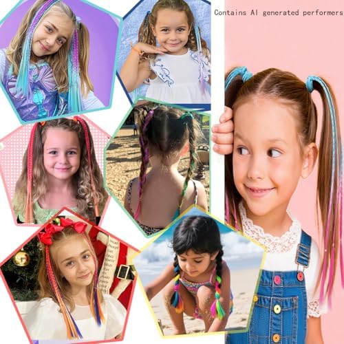Kids Hair Accessories, Rainbow Braid Ponytail Extensions & Headbands - Image 6
