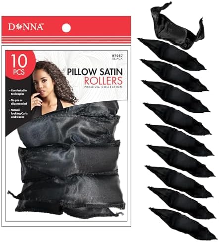 Donna Collection Pillow Satin Rollers, Black by DONNA