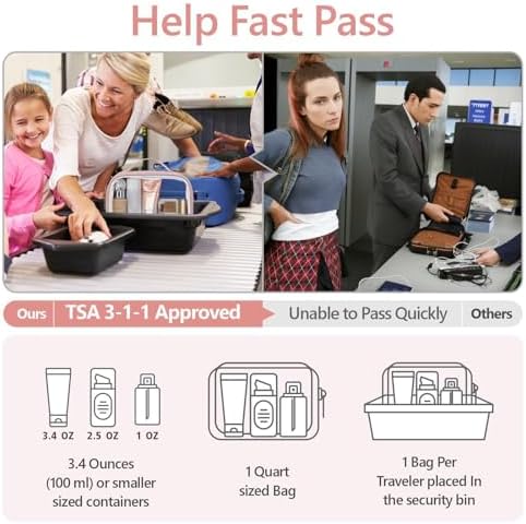 PACKISM Clear Makeup Bag Travel - TSA Approved Toiletry Bag, 3 Pack Pink - Image 2