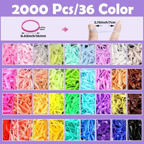 36 Colors Hair Rubber Bands for Hair, 2500 Pcs Elastic Hair Bands with 11 Hair Styling Tools, Colorful Elastic Hair Ties Toddler Hair Accessories for Girls Kids - Image 3
