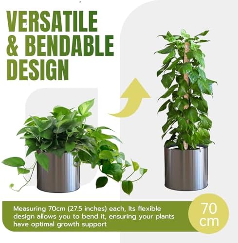 Mcbazel 2 Pack 27.5 Inch Bendable Moss Pole for Plants Monstera - Coco Coir Plant Support Stakes for Climbing Indoor Pothos, Potted Climbers & Philodendron - Flexible Stick Kit with Full Garden Ties - Image 2