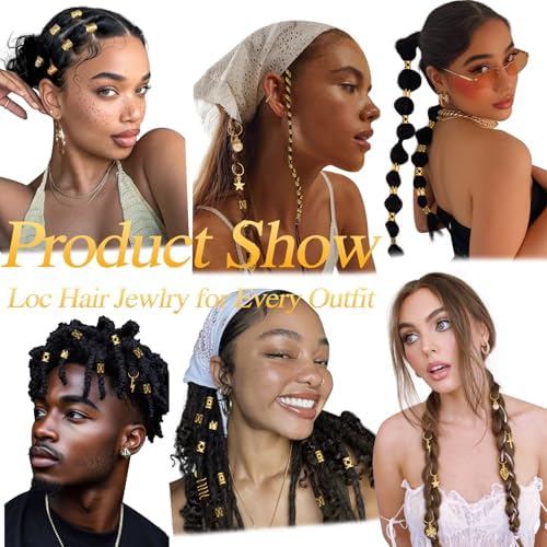 259 Pcs Hair Jewelry for Braids,Gold Hair Accessories for Women,Loc Jewelry for Hair Dreadlock Metal Hair Charms Braids Rings Cuffs Clips for Dreadlock Accessories Extensions Decorations Gold - Image 5