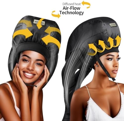 Hooded Drying Bonnet for Curly Hair,Upgraded Double Tubes Diffuser Cap,Even Heat Distribution,Hairstyling Dryer Cap for Women,Hooded Hair Dryer, - Image 2